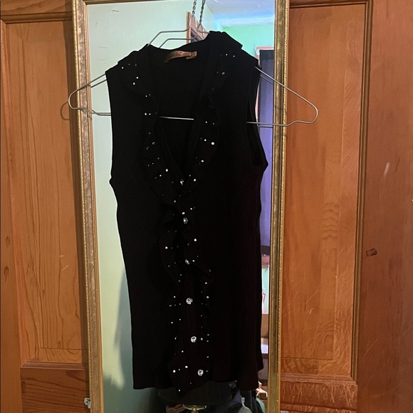 Belldini Tops - Belldini Black Sleeveless Blouse with Ruffle and Studs